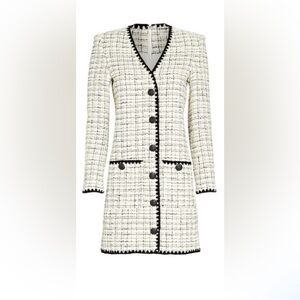 Veronica Beard Palatine Tweed Mini Dress White Black Sz 14